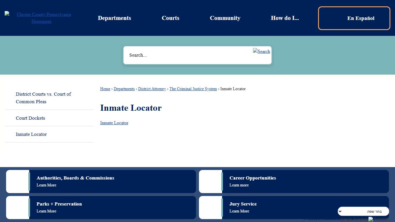 Inmate Locator | Chester County, PA - Official Website